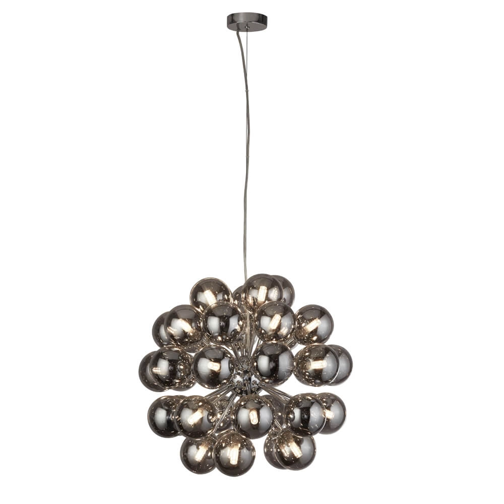Hanglamp Glas Berry Globe 27-lichts zwart met smoke glas
