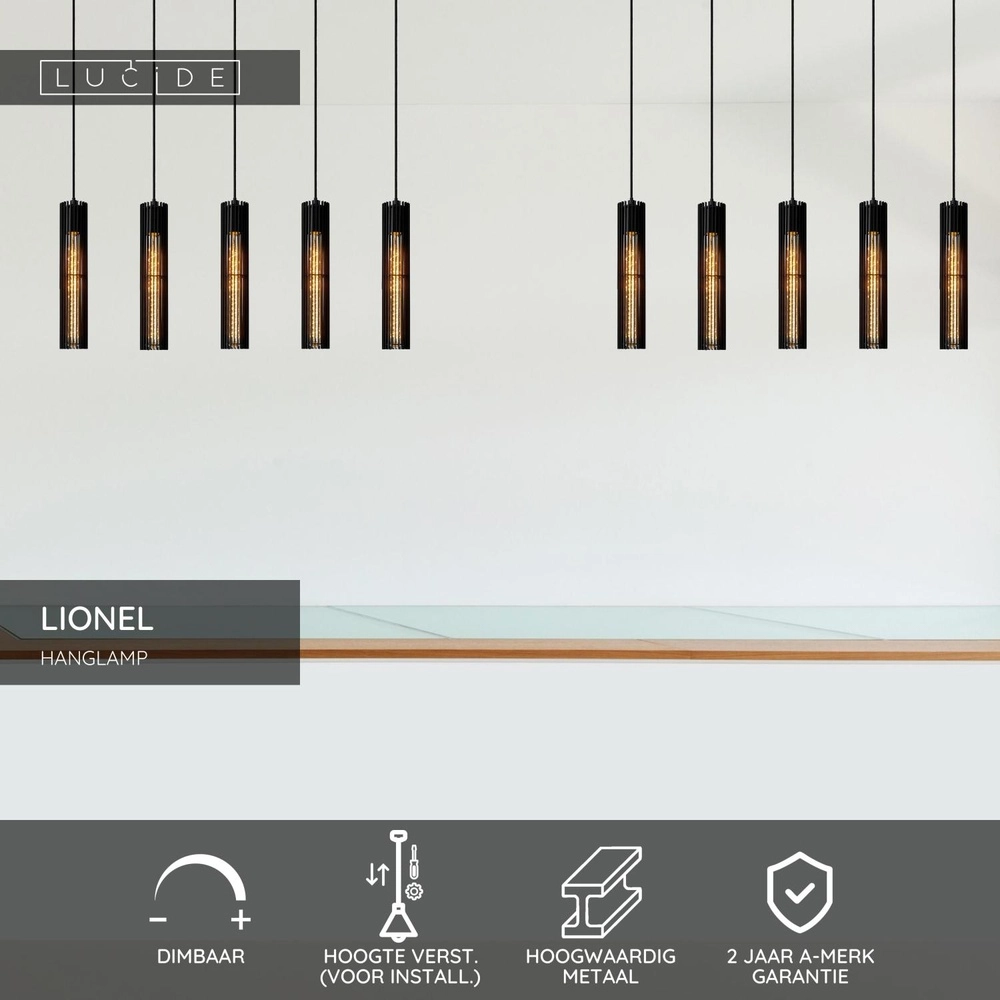 Design hanglamp Lionel 5-lichts zwart Lucide 5411212730435