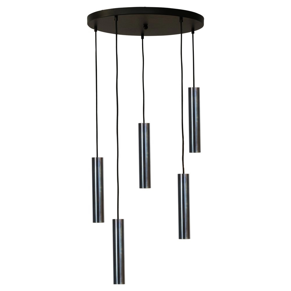 Hanglamp Run 5-lichts gunmetal cilinders