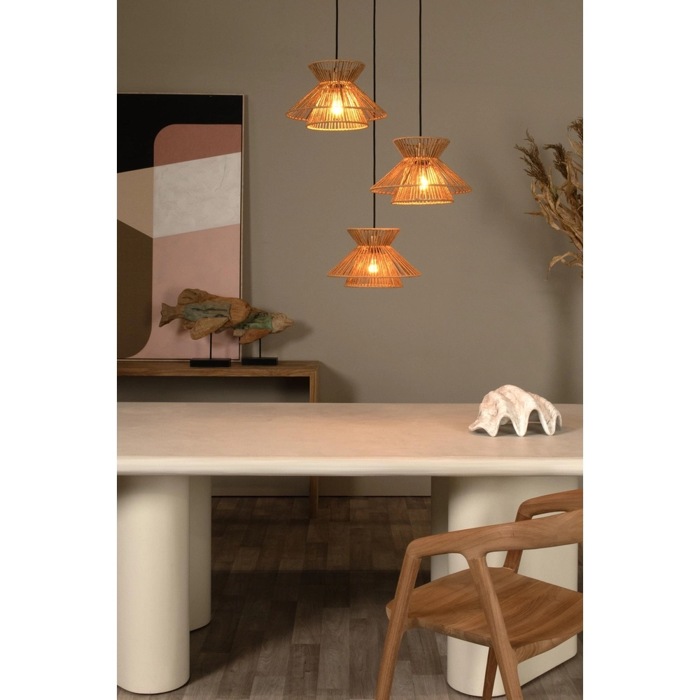 Hanglamp Tasman 3-lichts rotan Lucide 5411212105998