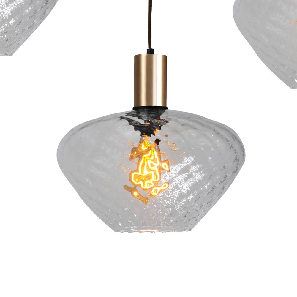 5-lichts hanglamp - goud - Porto met Blossom smoke glazen Masterlight 8718121270210
