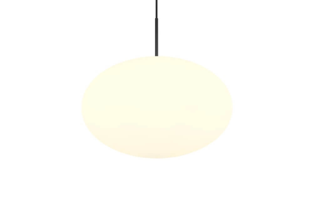 Ovale hanglamp Fomento Ø 40cm - zwart met wit glas Trio 4017807616224