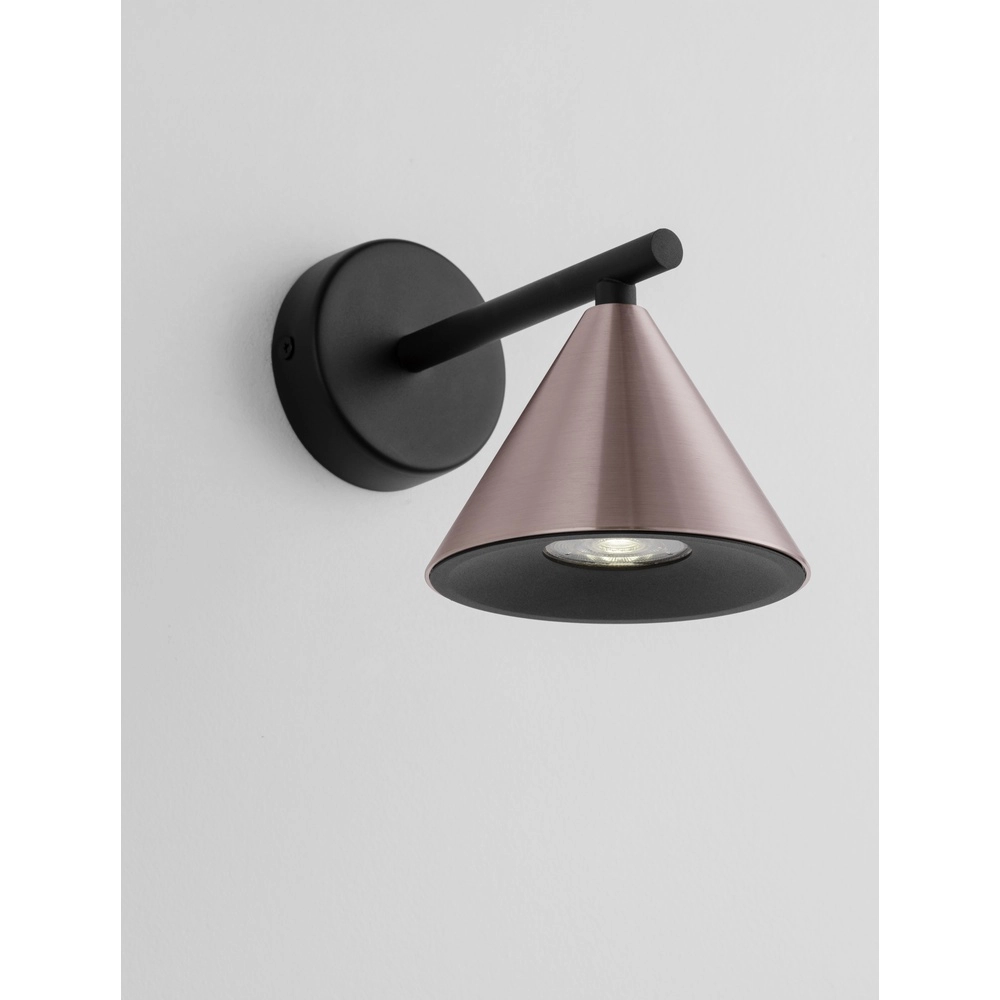 Wandlamp Conico enkel zwart met koffiebruin Lyora 5212017475381