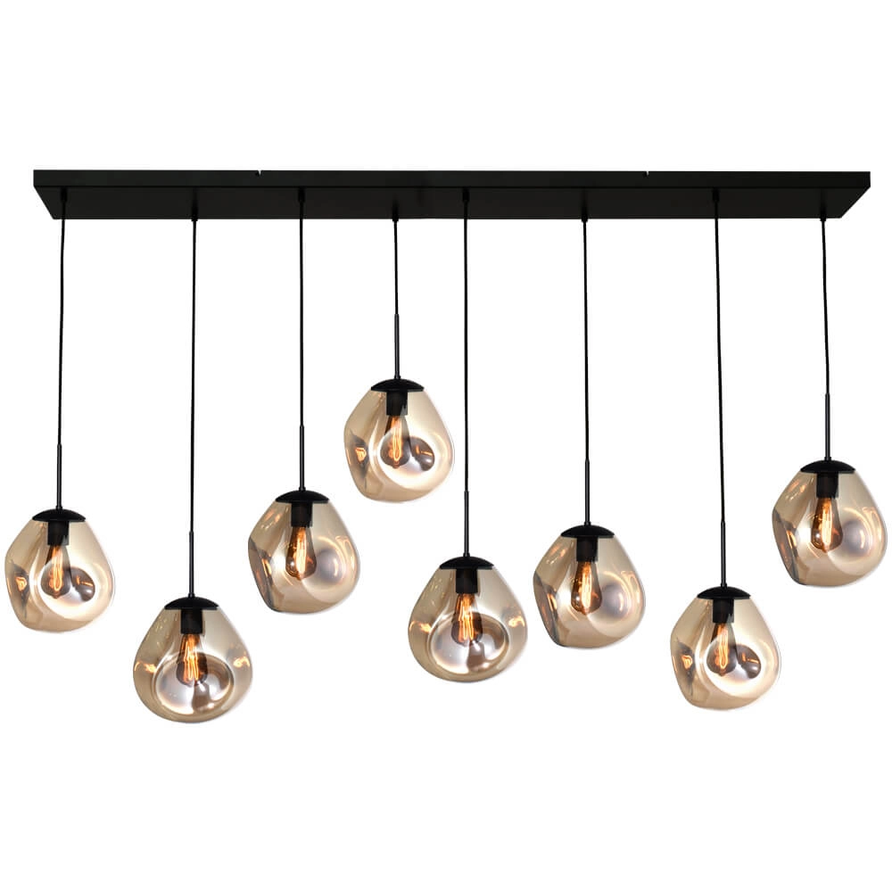 Hanglamp Lava 8x goud glas Ø 24cm