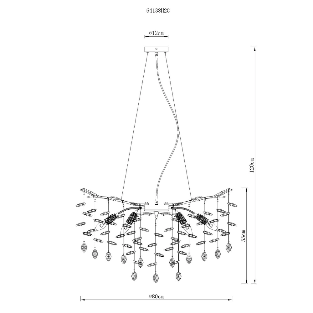Hanglamp Queena goud Ø 80cm Globo 9007371522682