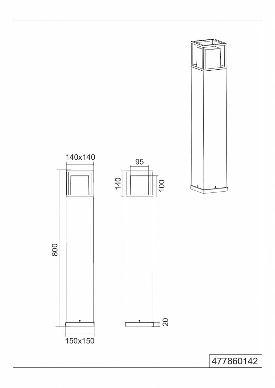 Staande lamp Witham antraciet 80cm Trio 4017807564112