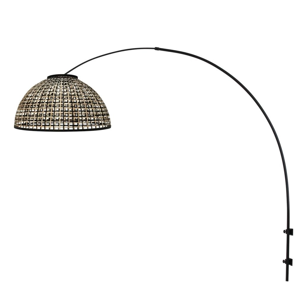 Zwarte wandlamp Nox Light met bamboe kap Ø60cm Steinhauer 8712746182019