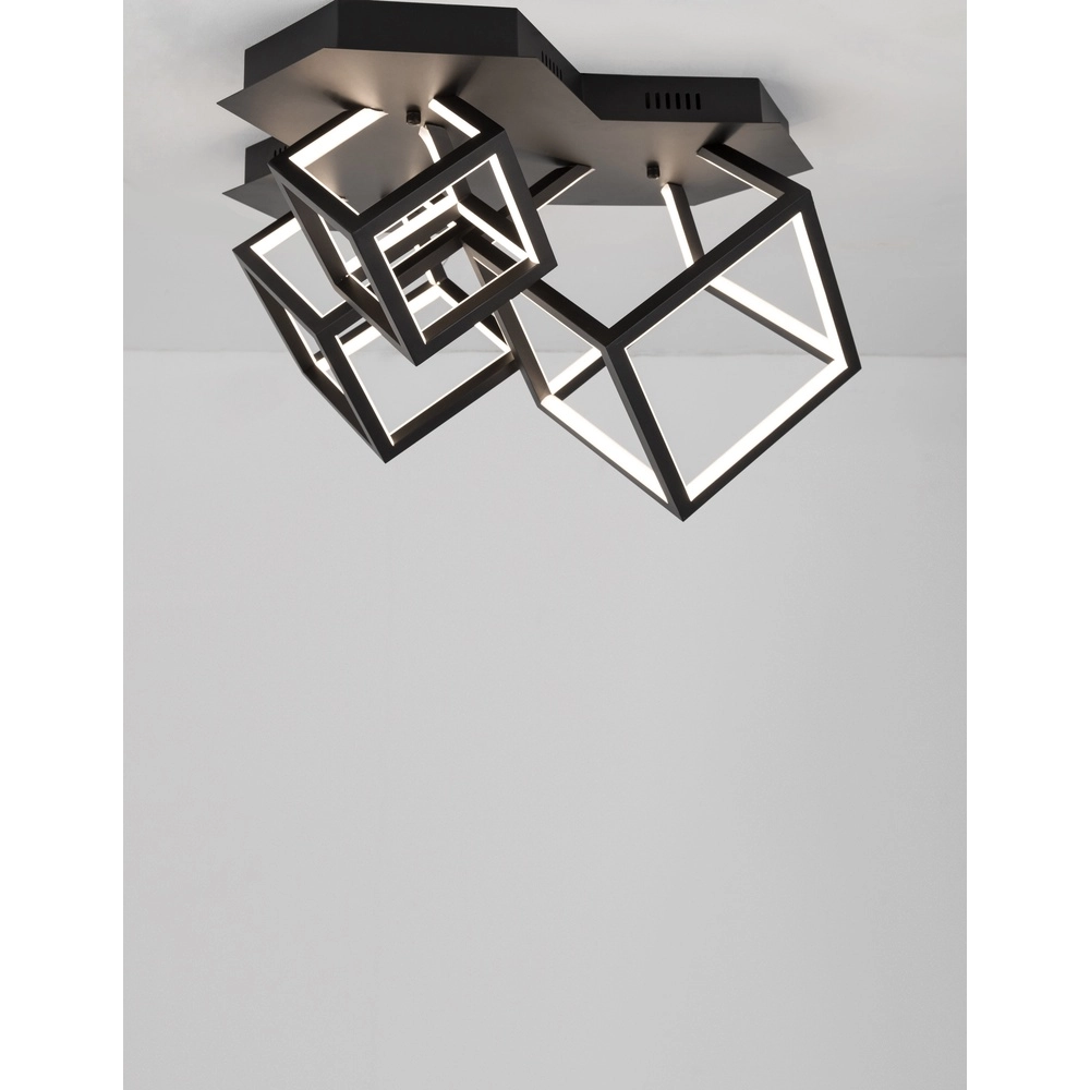 Vierkante plafondlamp Gabbia zwart Lyora 5212017423436