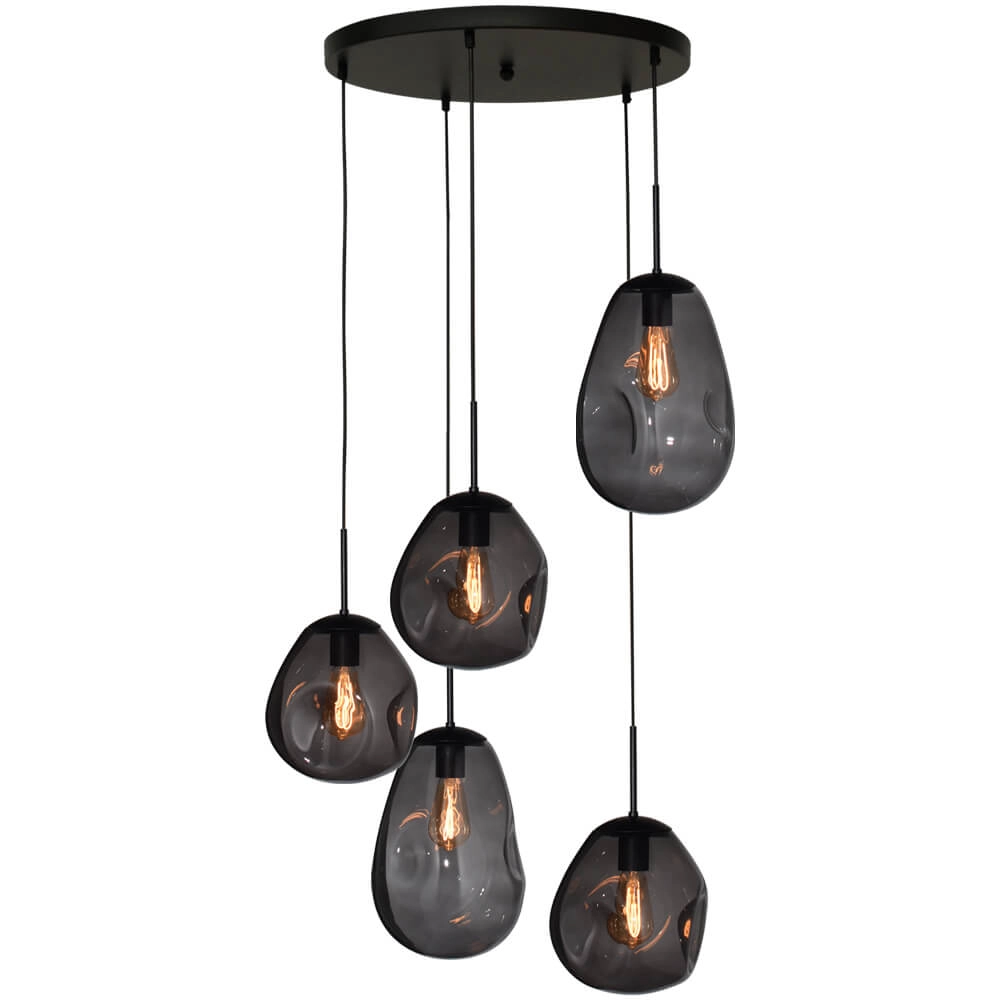 Vide hanglamp Lava 5x smoke glas Vide hanglamp Lava 5x smoke glas