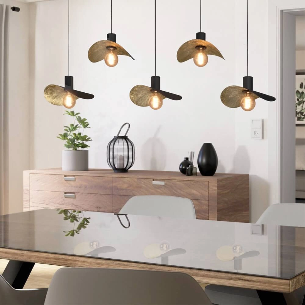 Zwarte hanglamp Saceda met goud 5-lichts Stars of Light 9008606292325