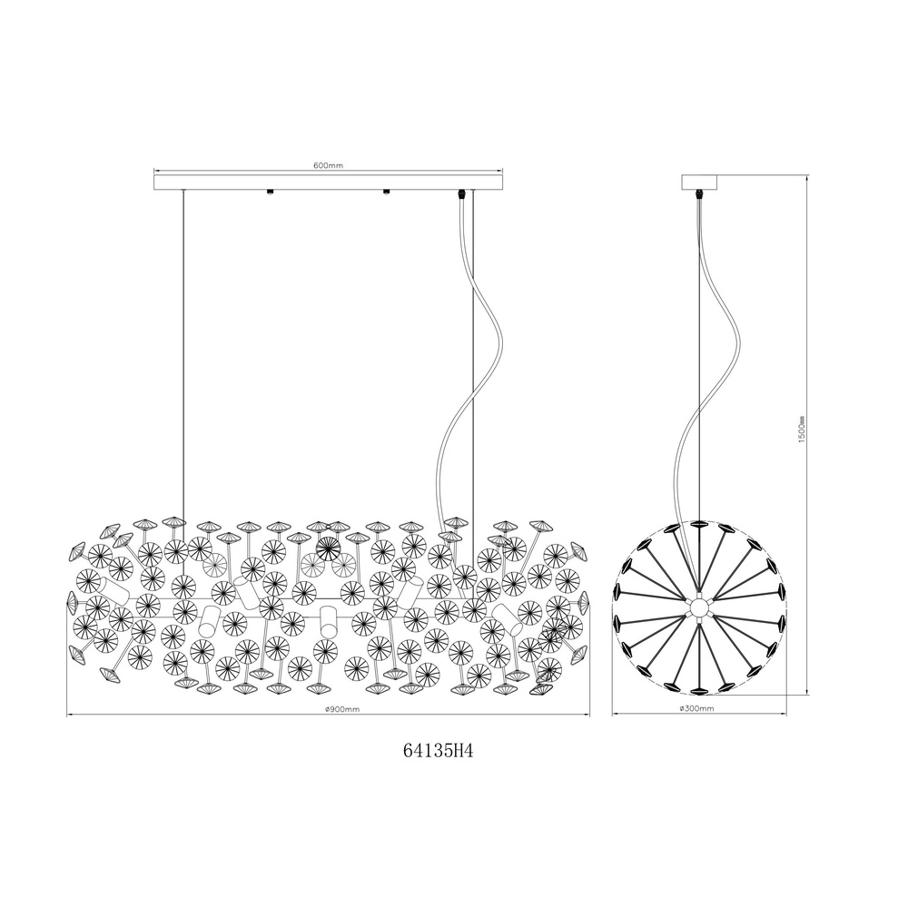 Hanglamp Katrina goud 90cm Globo 9007371478316