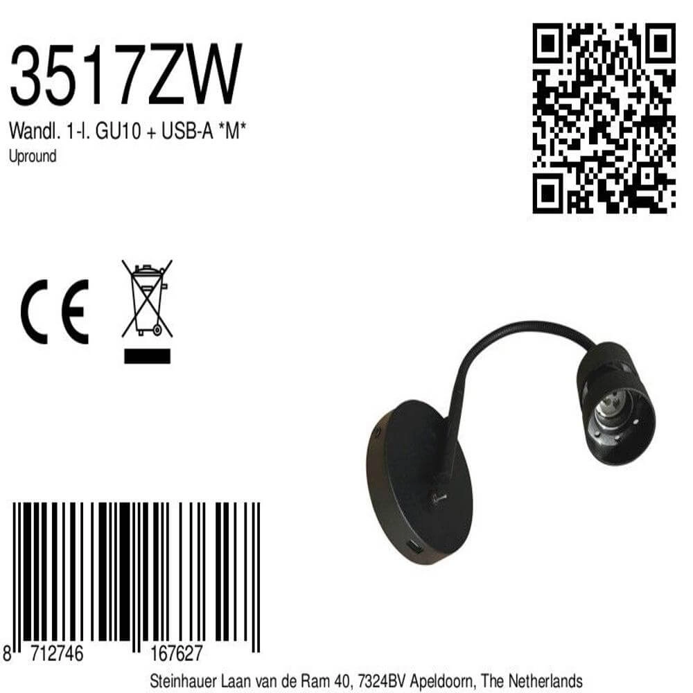 Wandlampje Upround met USB-A aansluiting Steinhauer 8712746167627