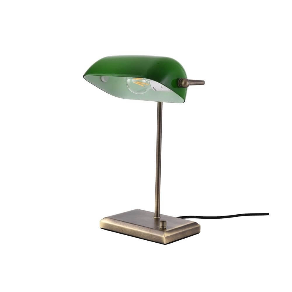 Klassieke bankierslamp Oxford brons met groen Artdelight 8720701100145