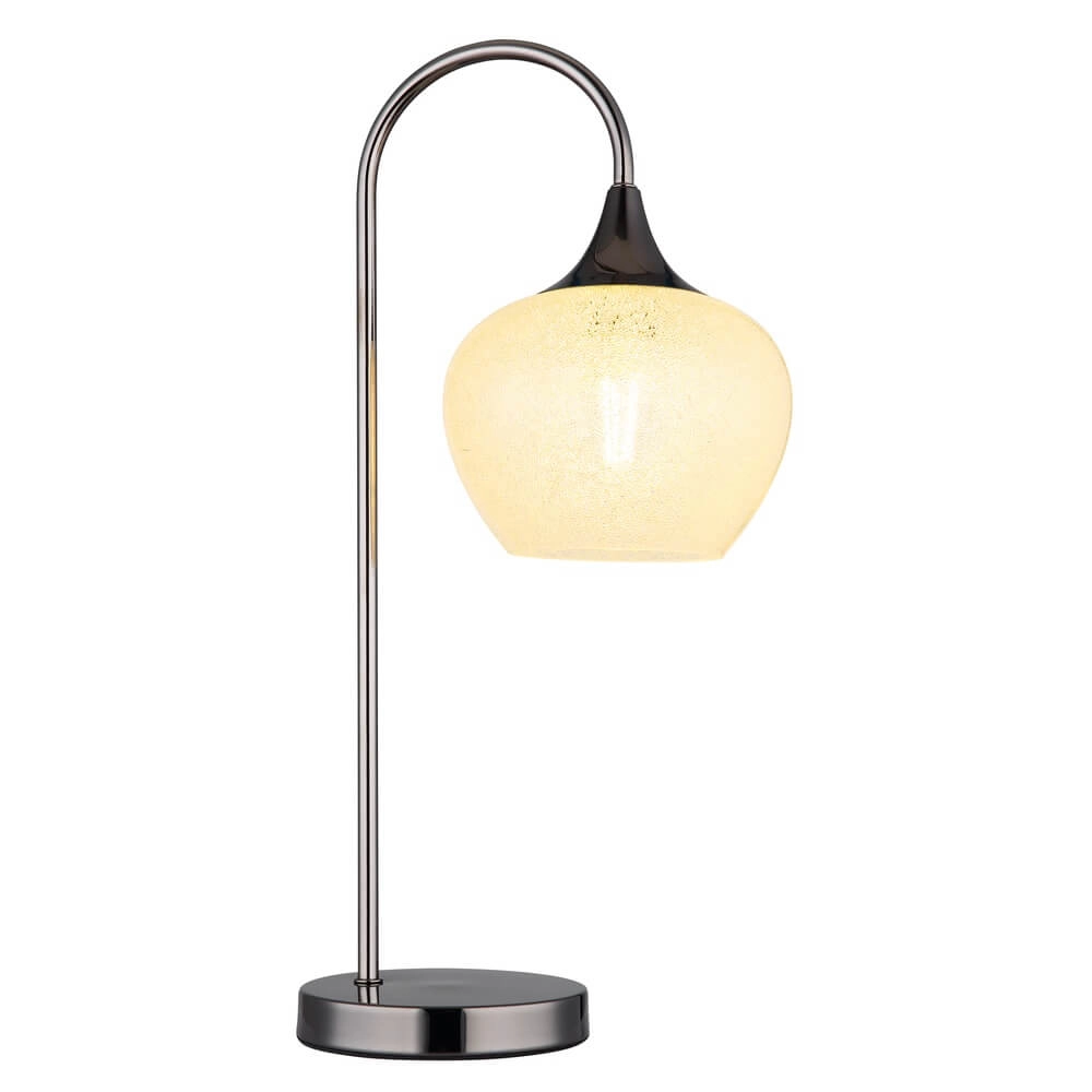 Antraciet tafellamp Maxy met wit glas enkel