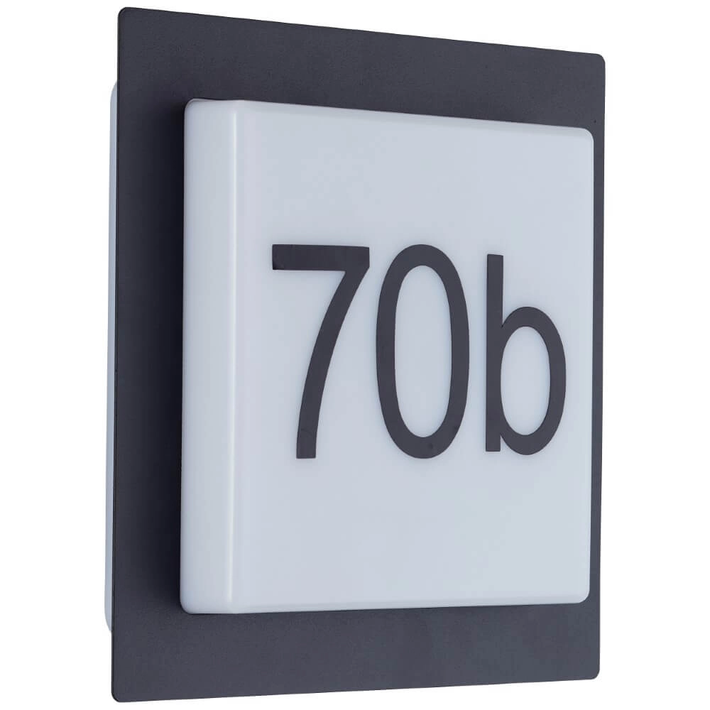 Zwarte gevellamp Sten met huisnummer Brilliant 4004353412820