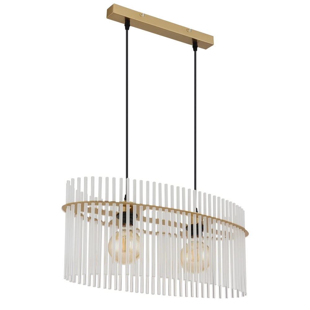 Hanglamp Gorley goud met witte glas staafjes Globo 9007371509140