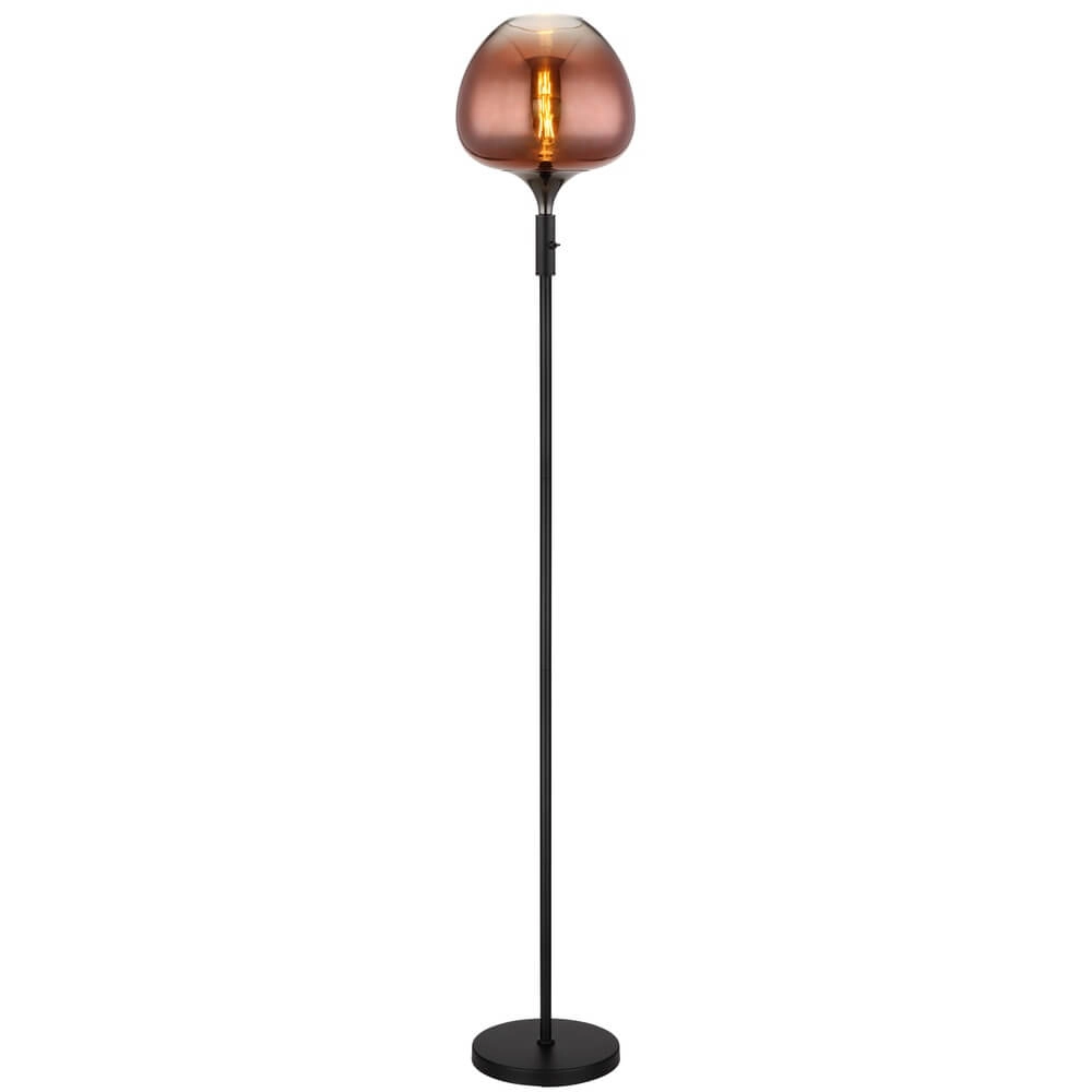 Zwarte vloerlamp Maxy met rood glas Ø 29cm