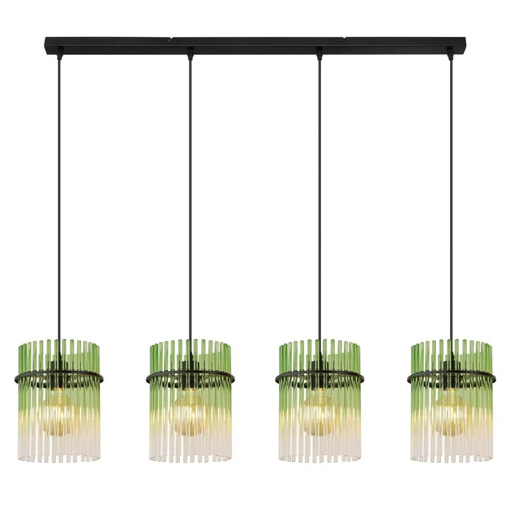 Zwarte hanglamp Gorley met groen glas 4-lichts Globo 9007371465989