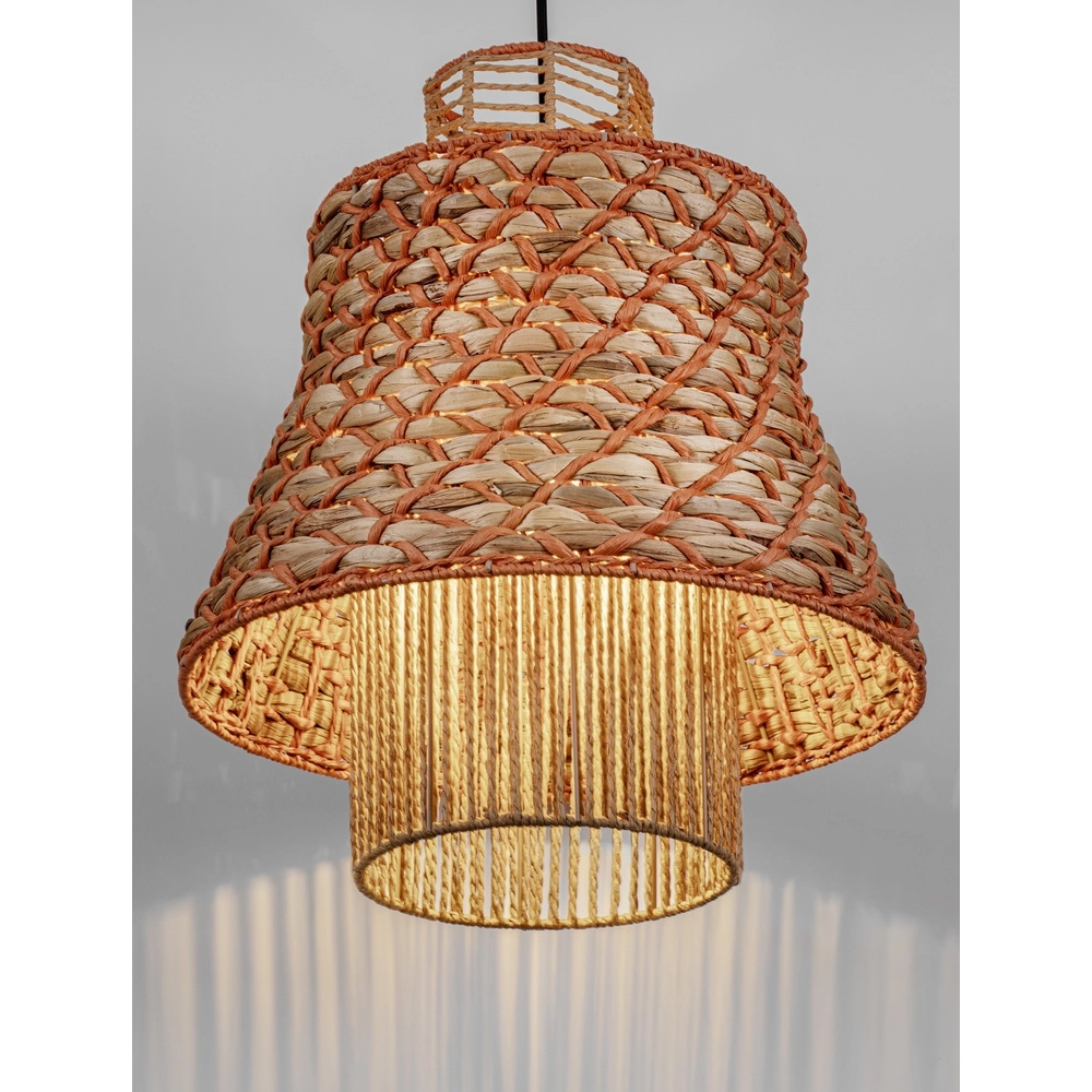 Rotan hanglamp Mande bruin met oranje Lyora 5212017477378