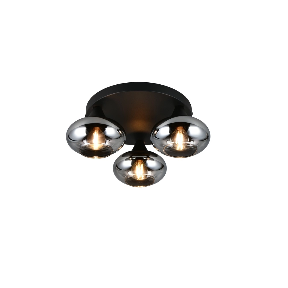 Plafondlamp Divina zwart met smoke glas Plafondlamp Divina zwart met smoke glas