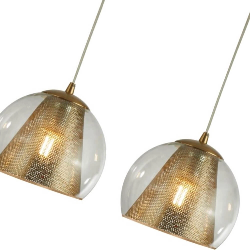 Eetkamer hanglamp Conio goud met glas Searchlight 5053423135915
