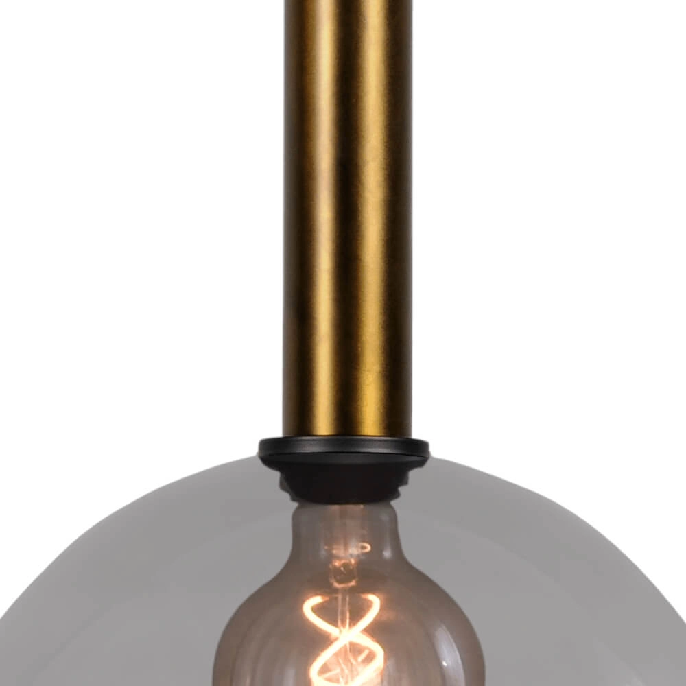 Hanglamp Ø 30cm Bella 2 Antiek messing met smoke glas Masterlight 8718121334103