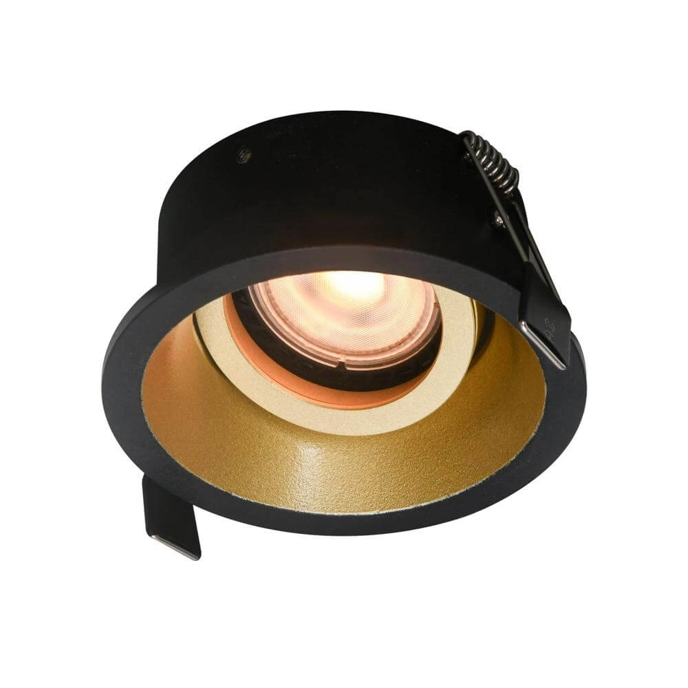 Ronde inbouwspot Roura zwart met gouden binnenkant Artdelight 8720701102644