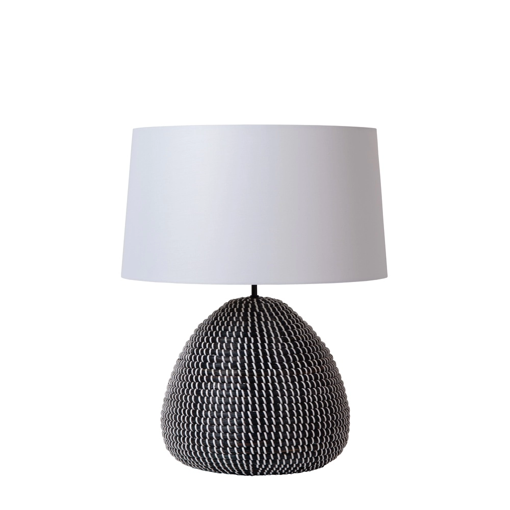 Zeegras schemerlamp Maduka Ø 45cm - zwart met witte kap Premium by Lucide 5411212106070