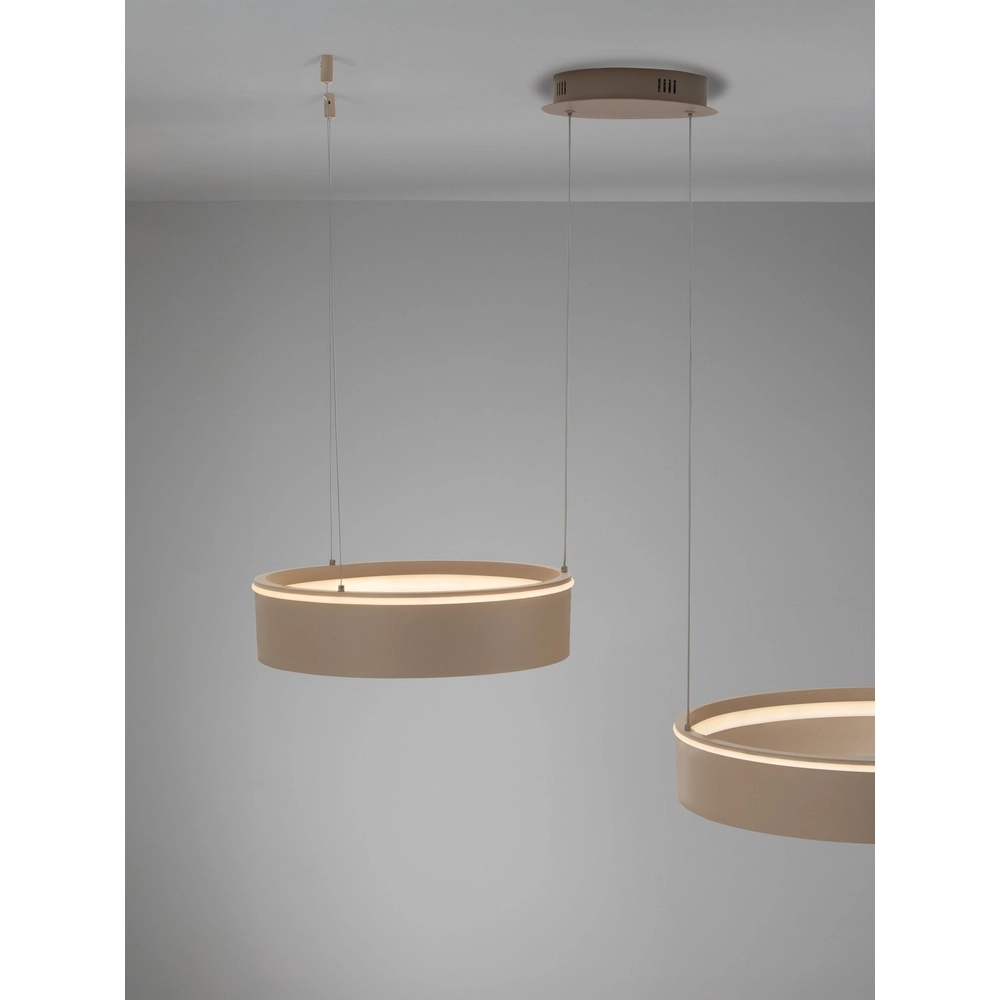 Moderne hanglamp Olivia dubbel zand bruin Lyora 5212017494269