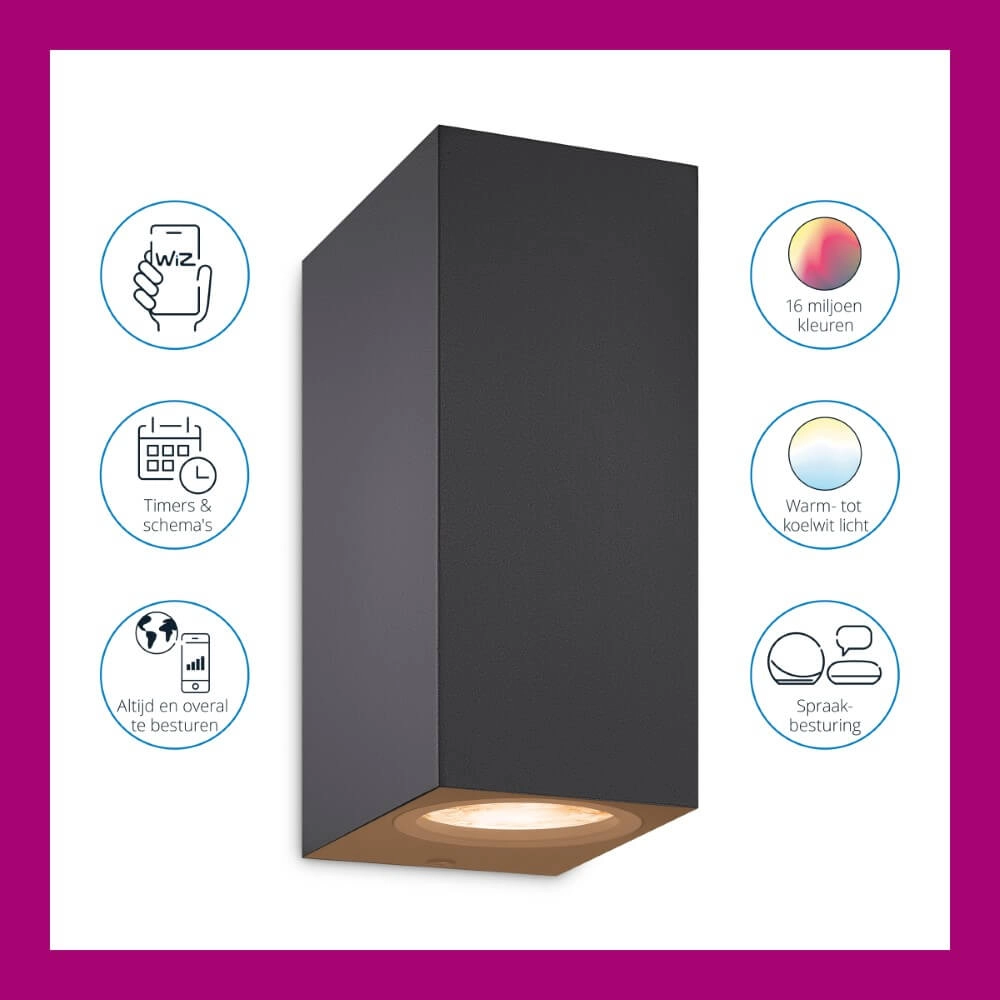 Wandspot Up and Down smart - zwart WiZ 8719514554610