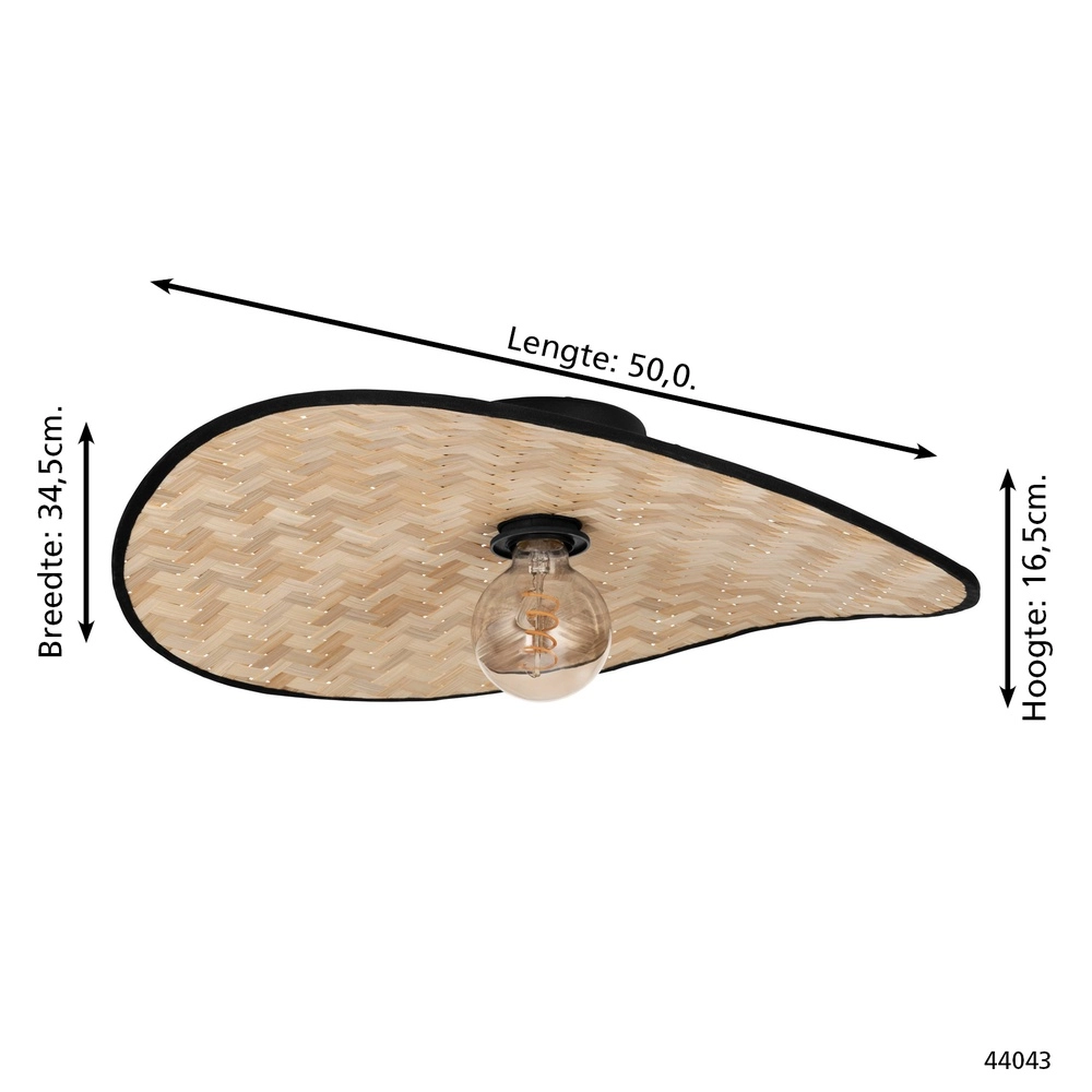 Rotan plafondlamp Marywell 52x34cm - E27 Eglo 9002759440435