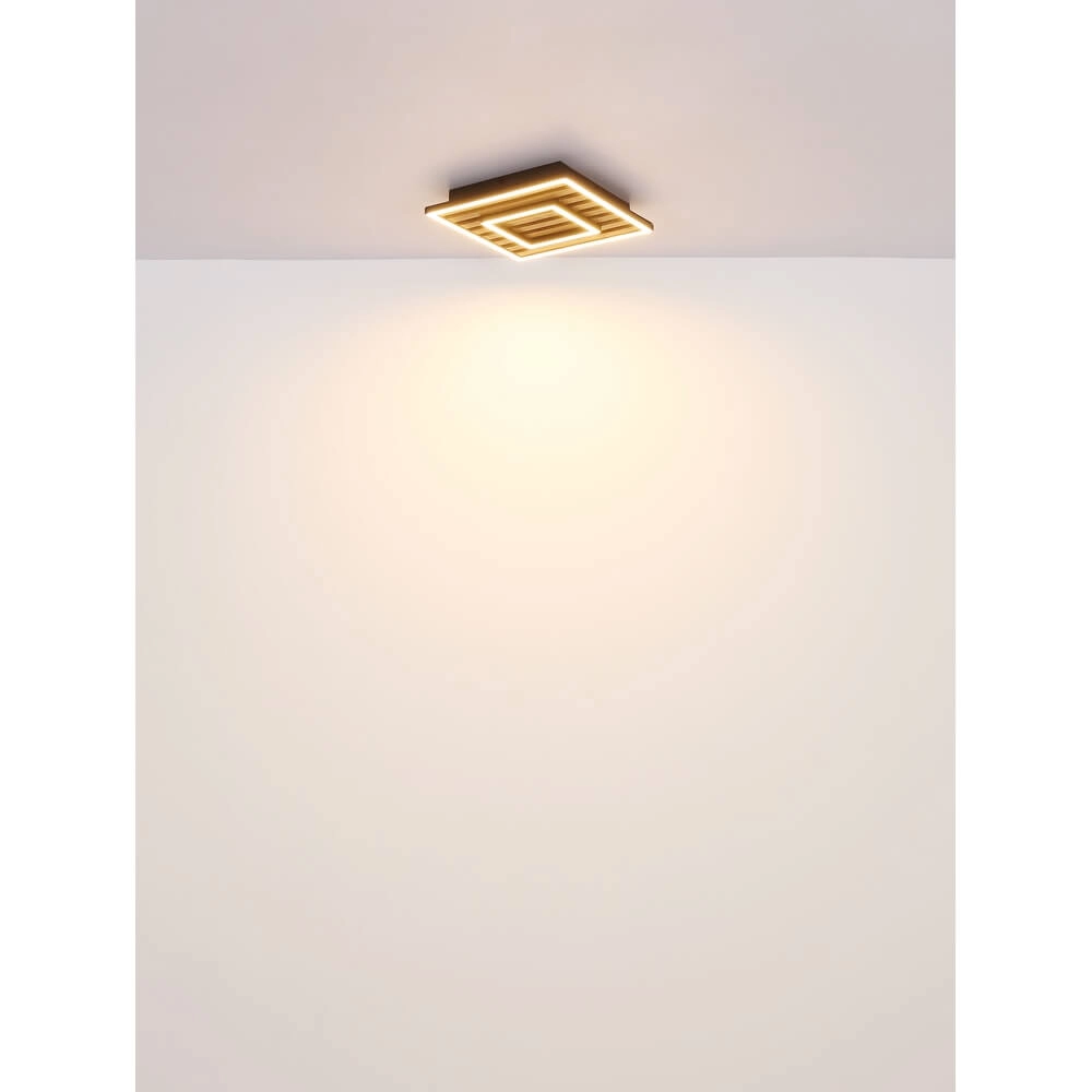 Plafondlamp Woody zwart met hout vierkant Globo 9007371510573