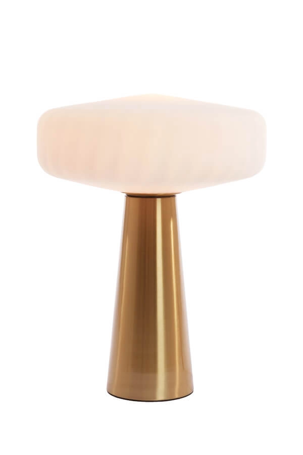 Tafellamp Pleat goud met wit Ø 40cm