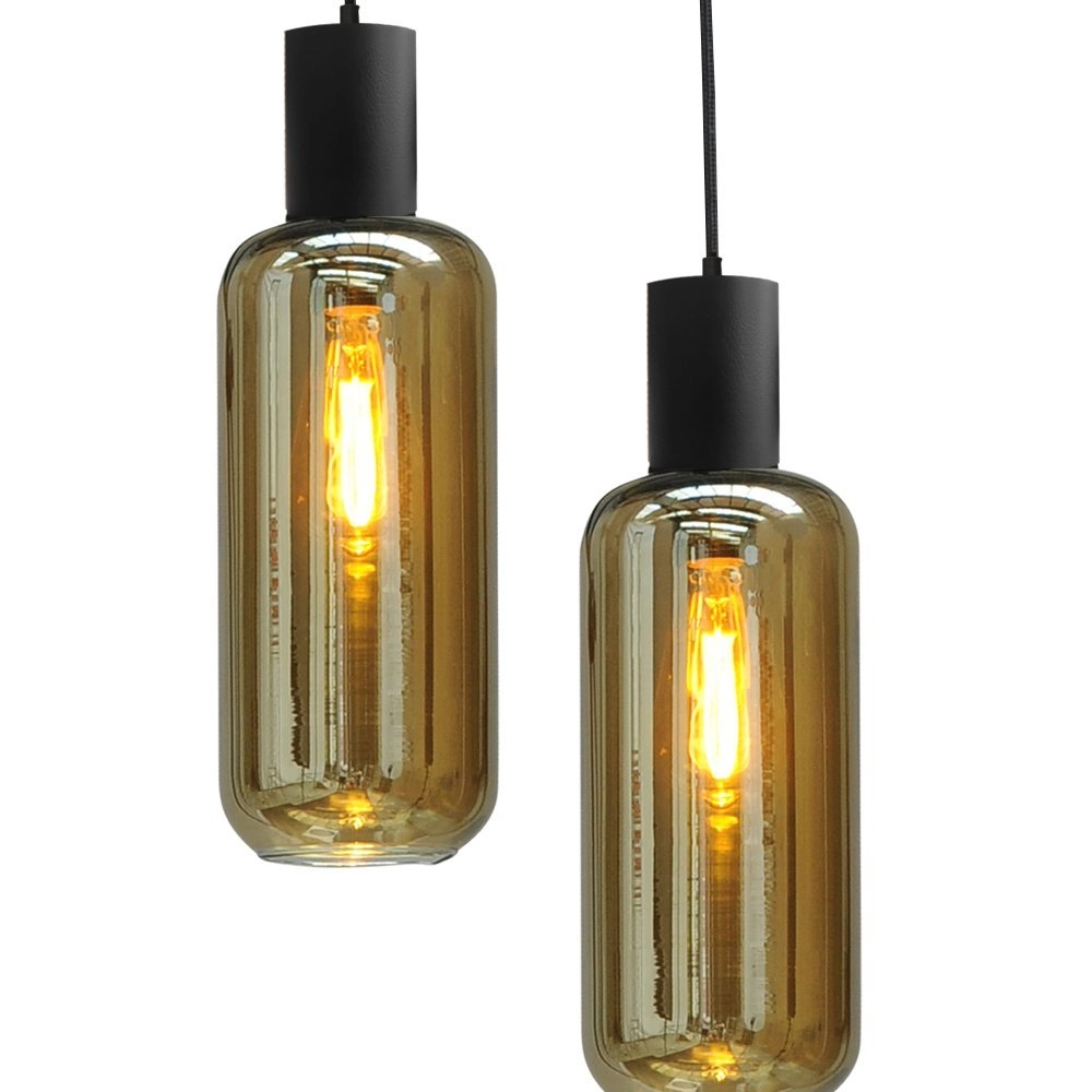 Zwarte hanglamp eetkamer Bounty 6-lichts cilindrisch glas Masterlight 8718121247922