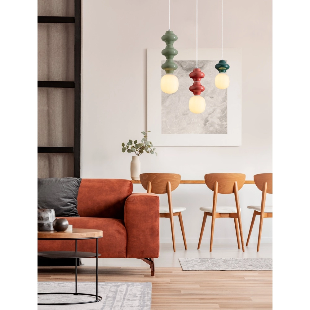 Hanglamp Clio L lichtgroen keramiek met wit glas Lyora 5212017461346