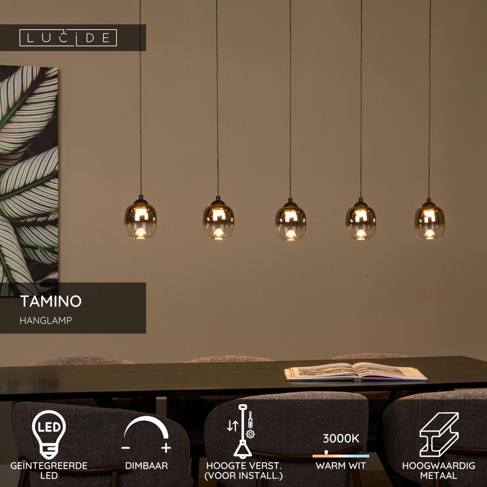5-lichts hanglamp Tamino zwart Lucide 5411212741257
