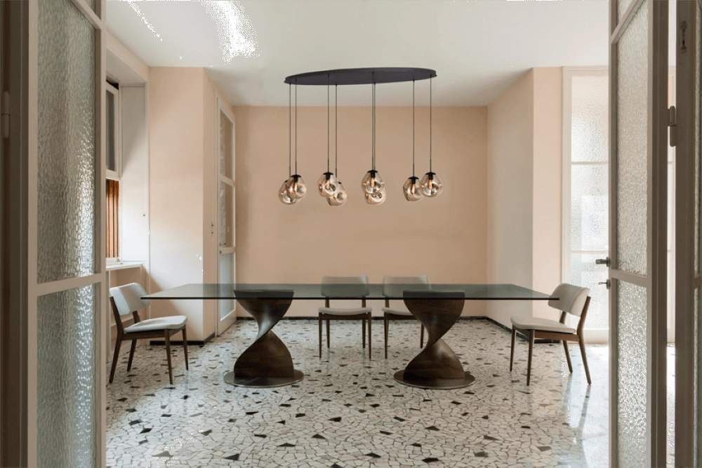 Hanglamp Lava Oval 8x goud glas Ø 24cm Masterlight 8718121290225