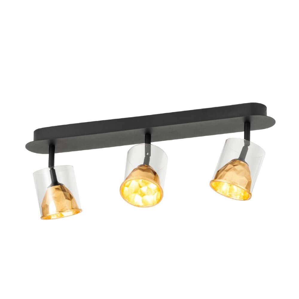 Zwarte plafondlanp Melito met goud 3-lichts Stars of Light 9002759395759