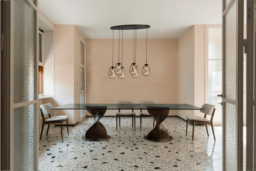 Hanglamp Lava Oval 6x goud glas Ø 22,5cm Masterlight 8718121290133