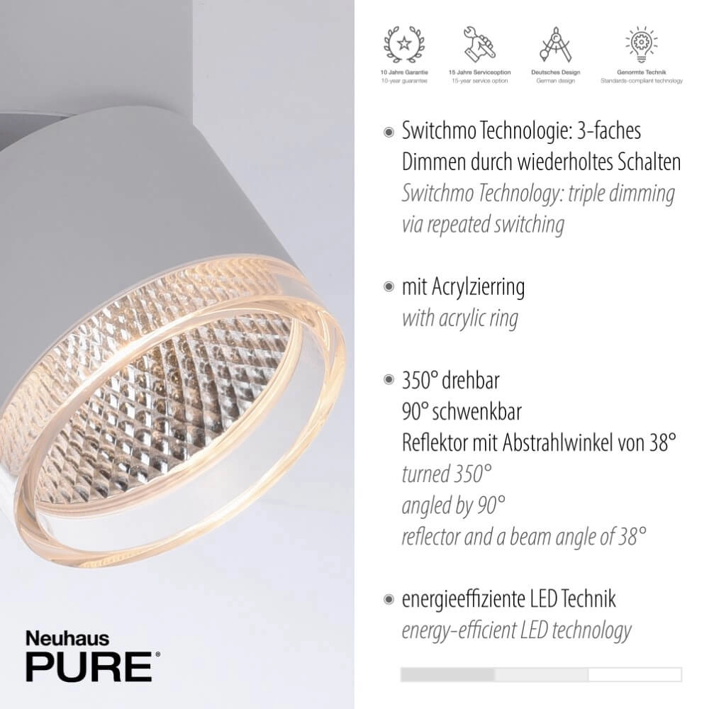 Witte plafondlamp Pure Nola 4-lichts Paul Neuhaus 4012248374559