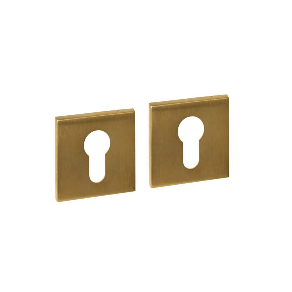 Set van 2 cilinderrozetten Tira vierkant messing mat 53x53mm