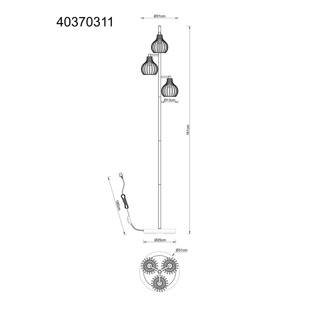 3-lichts vloerlamp Mateo roest bruin Globo 9007371569236