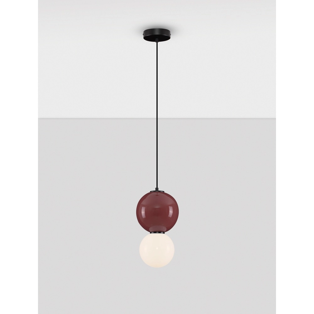 Pendant lamp Noesis Ø 18cm burgundy red with white Lyora 5212017483669
