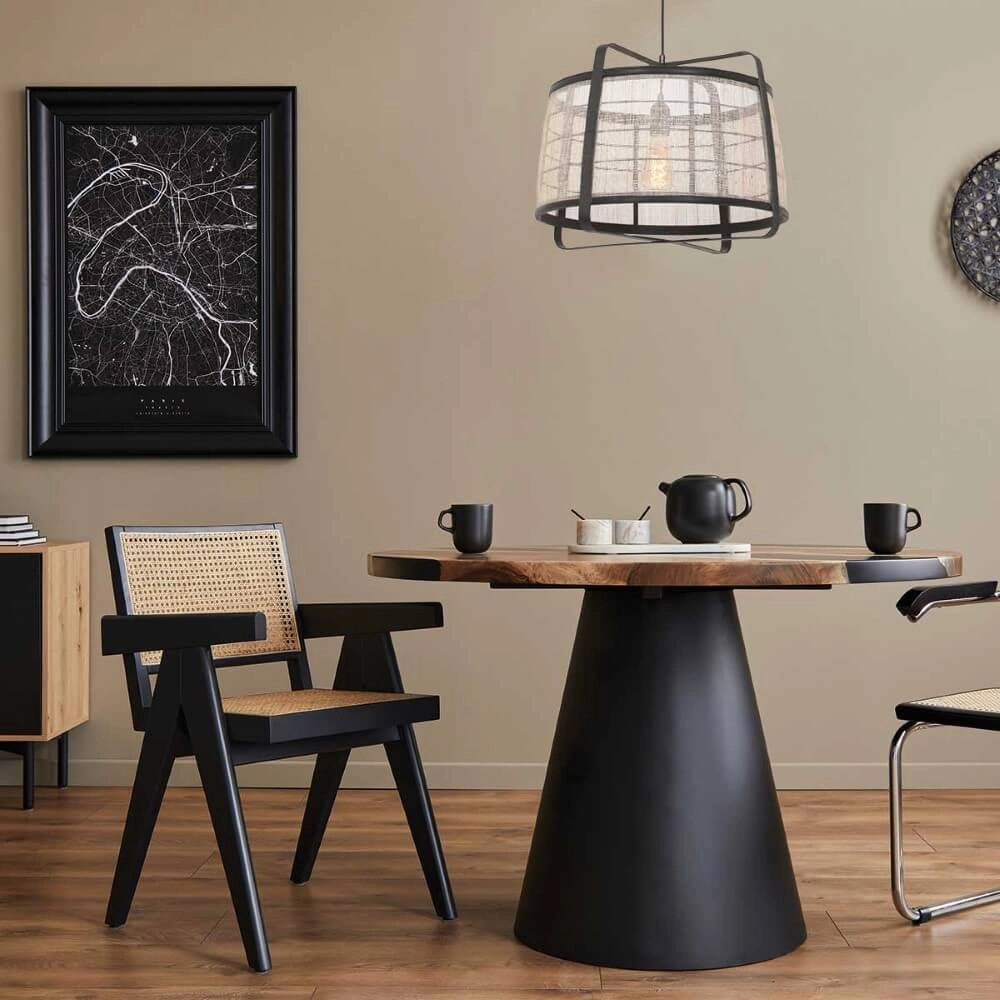 Zwart houten hanglamp Capors Ø 48cm Steinhauer 8712746166637