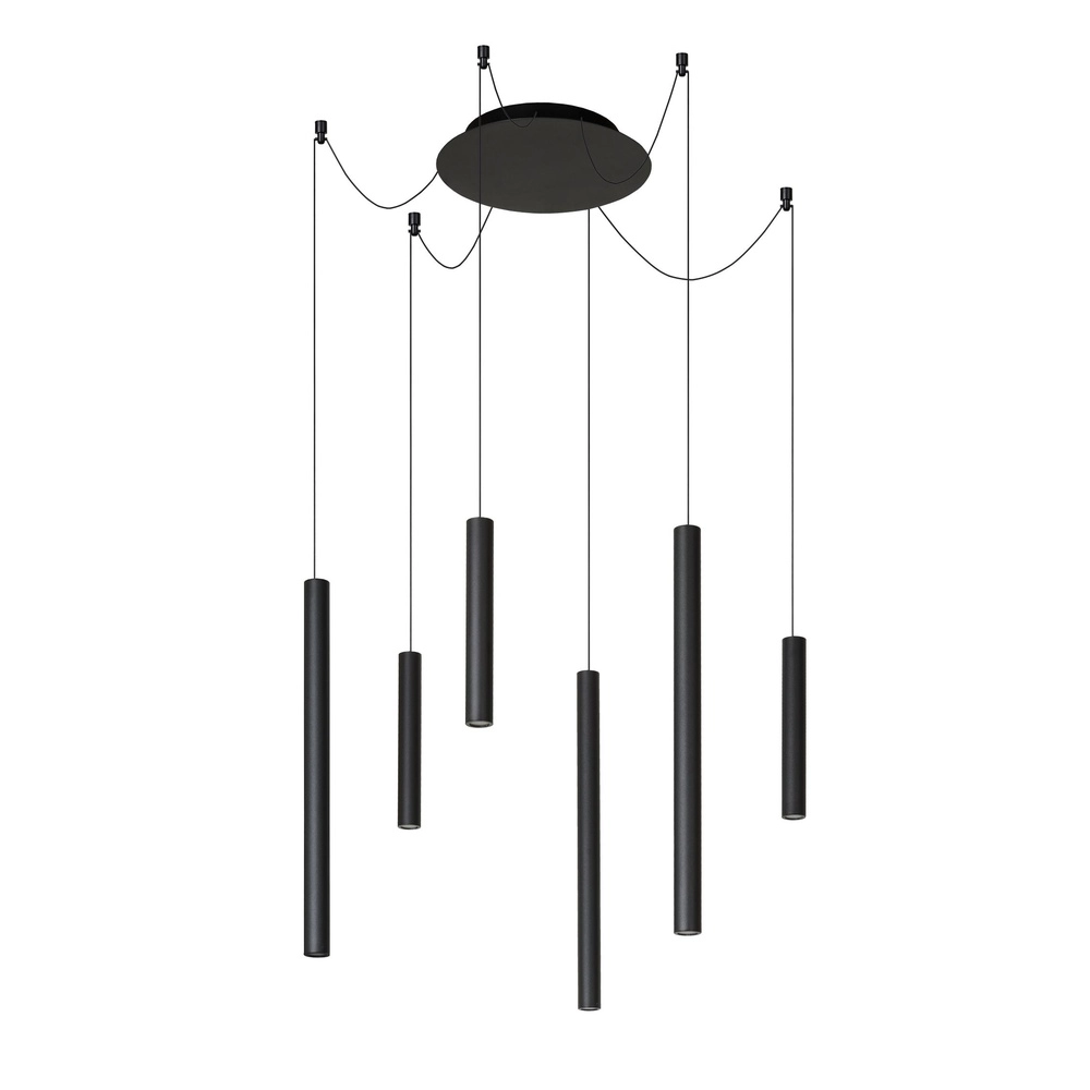 6-lichts hanglamp Lorenz design zwart