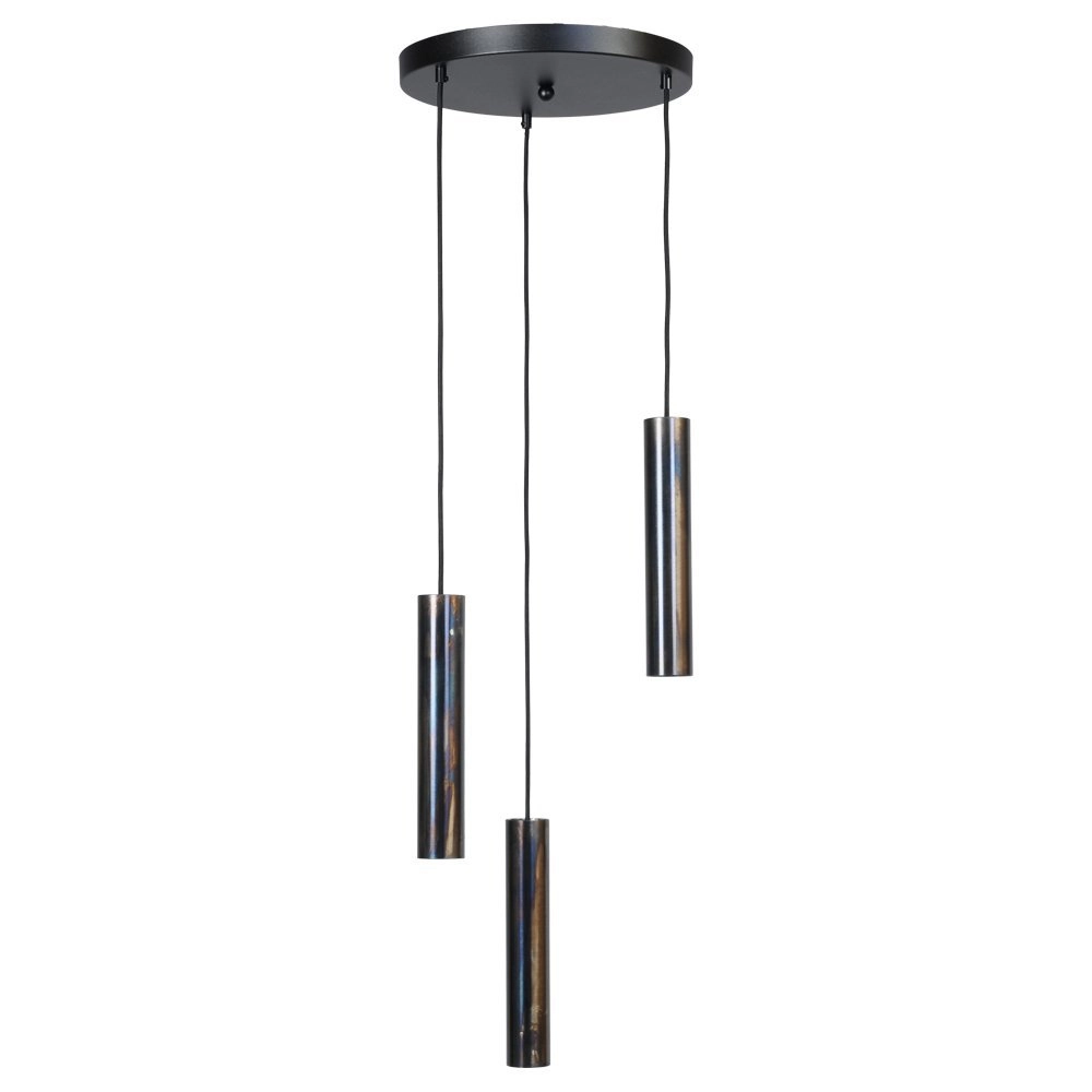 Hanglamp Run 3-lichts zwart gunmetal