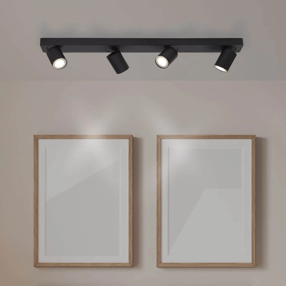 Plafondlamp Moon 4 rechthoekig zwart Lyora