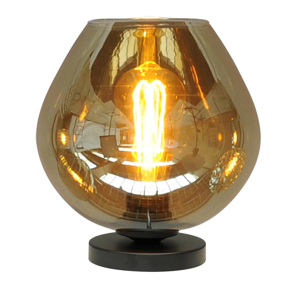 Zwarte tafellamp Quinto 24cm met smoke glas Masterlight 8718121214641