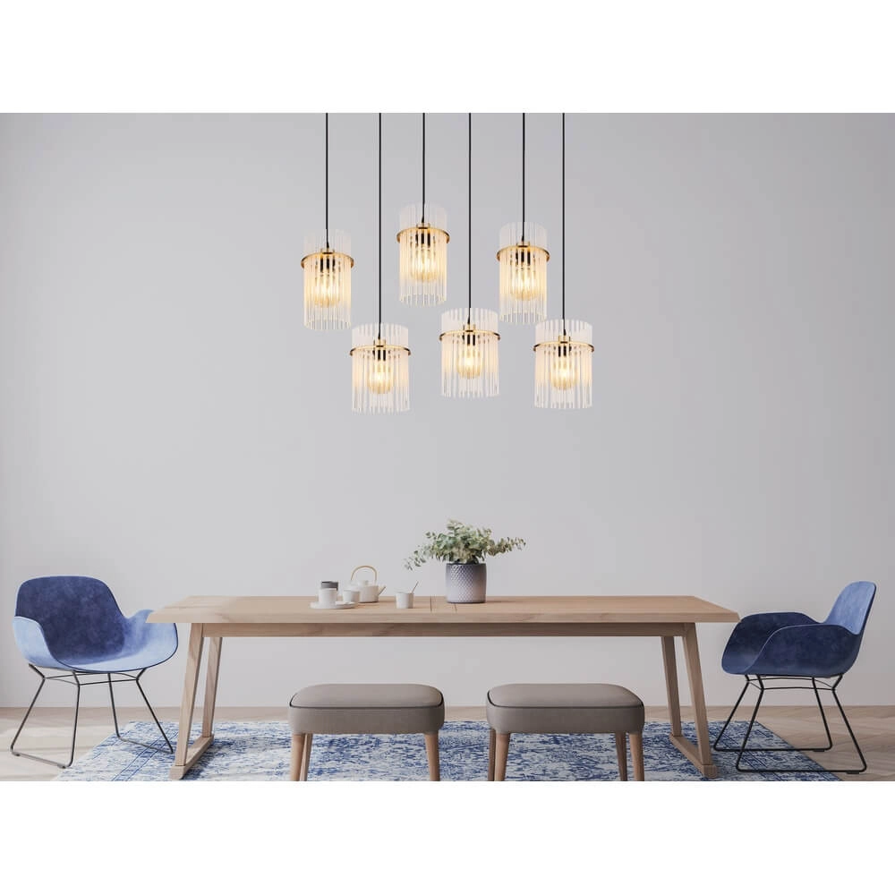 Gouden hanglamp Gorley met glas 6-lichts Globo 9007371462957