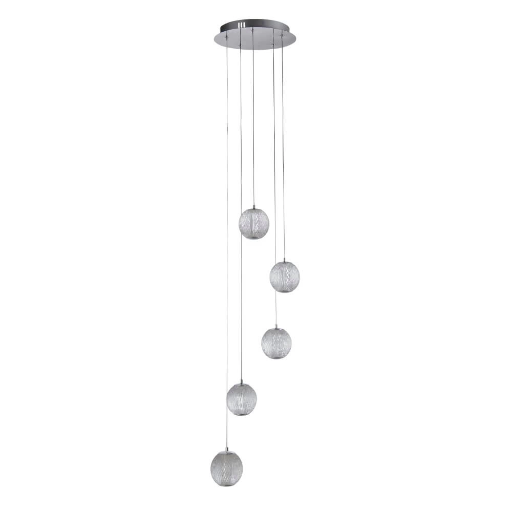 5-lichts hanglamp Allure chroom rond 5-lichts hanglamp Allure chroom rond